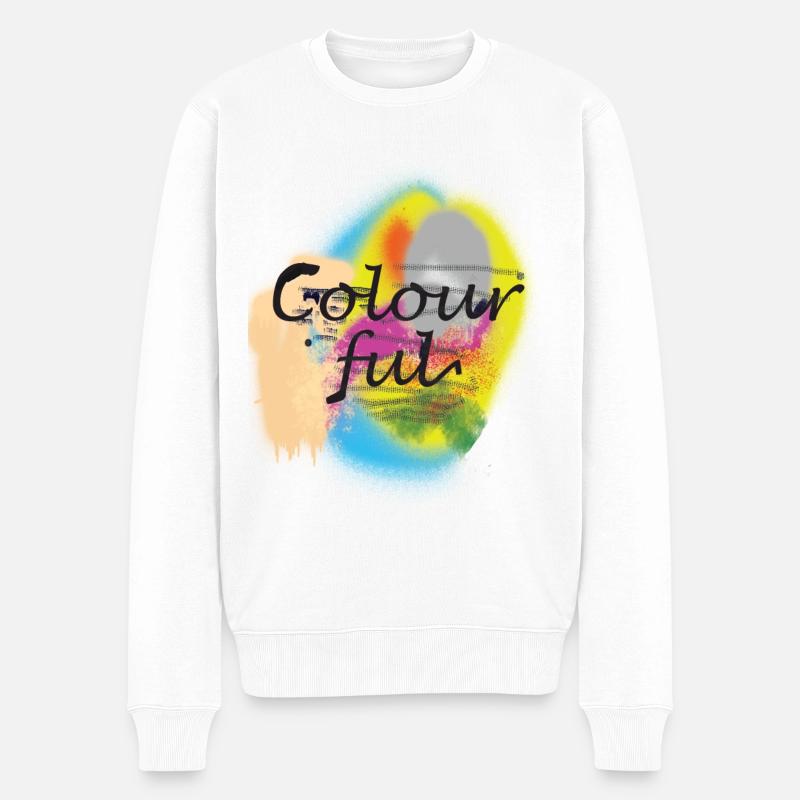 bunte Farben - Männer Premium Bio Pullover - Weiß