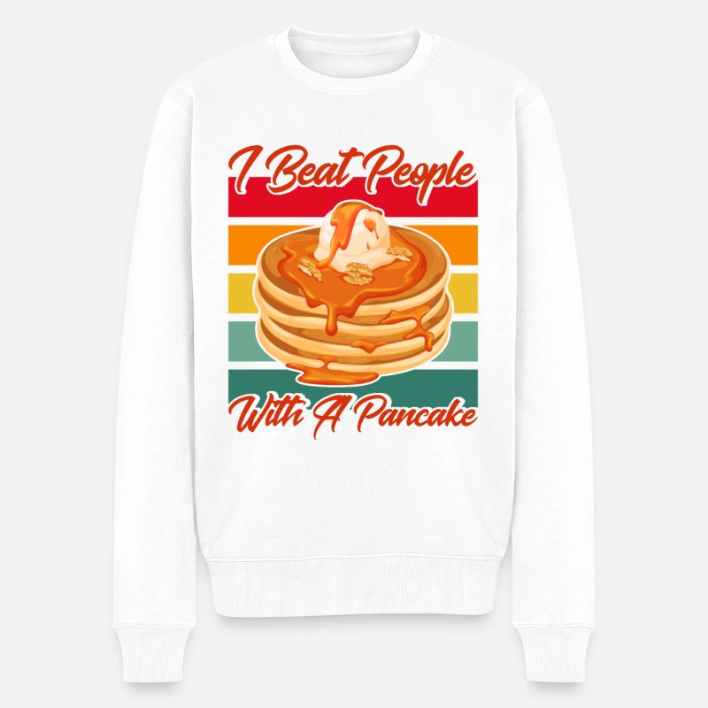 Frühstückspfannkuchen Pfannkuchen Liebhaber Pfannk - Männer Premium Bio Pullover - Weiß