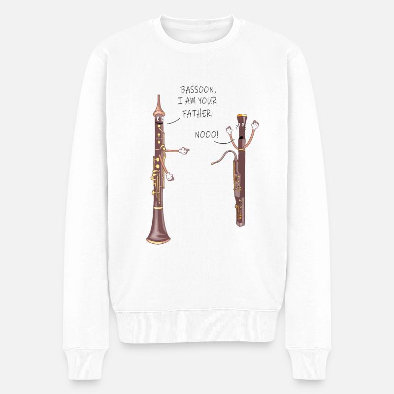 Holzblasinstrument Musik Oboe Bassoon - Männer Premium Bio Pullover - Weiß