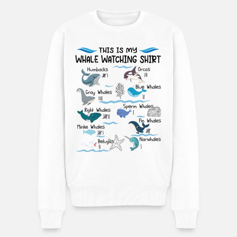Lustiges Walbeobachtungshemd - Männer Premium Bio Pullover - Weiß