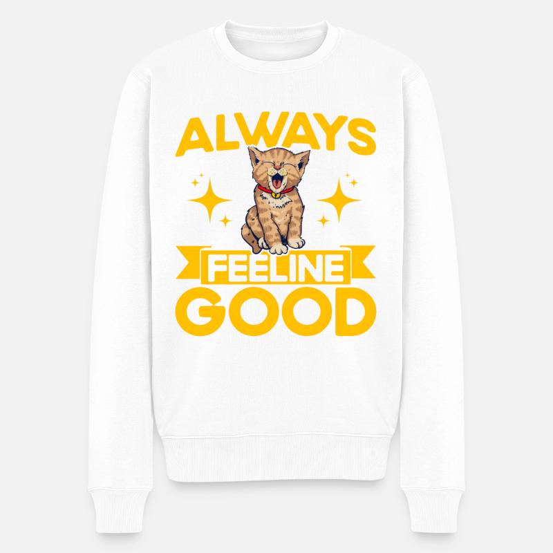 Katzen Sprüche Katze Katzen Liebhaber Geschenk - Männer Premium Bio Pullover - Weiß