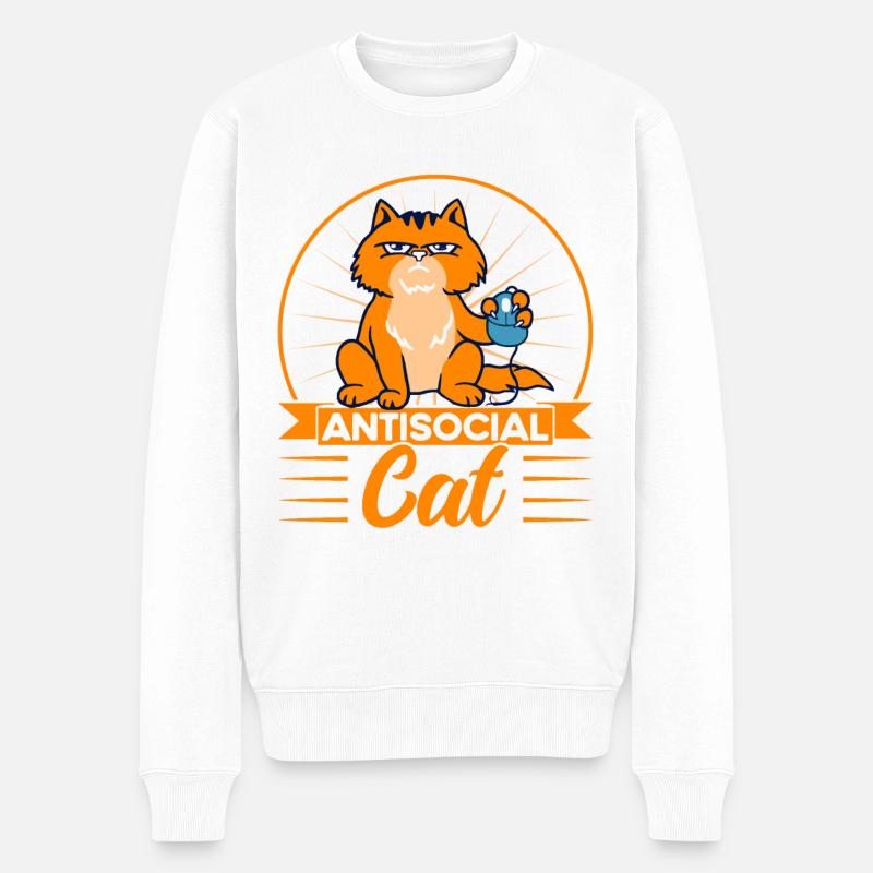Katzen Liebhaber Katzeneltern Katzen Sprüche Gesch - Männer Premium Bio Pullover - Weiß