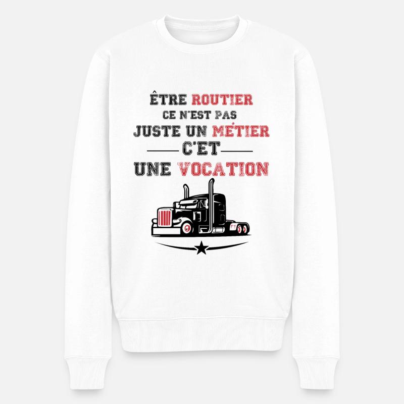 Routier vocation, cadeau chauffeur routier - Pull Premium bio Homme - blanc