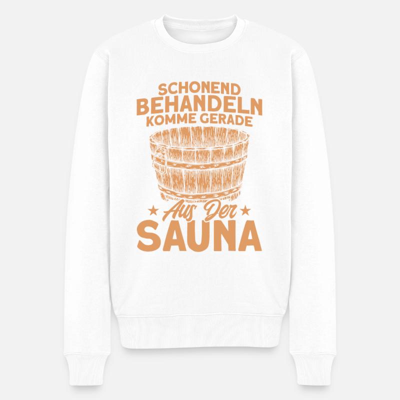 Sauna Schonend Behandeln Geschenk - Männer Premium Bio Pullover - Weiß
