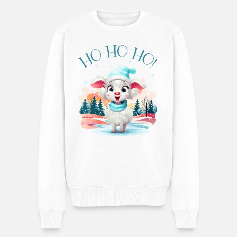 Ho Ho Ho - cute sheep - niedliches Schaf - Männer Premium Bio Pullover - Weiß