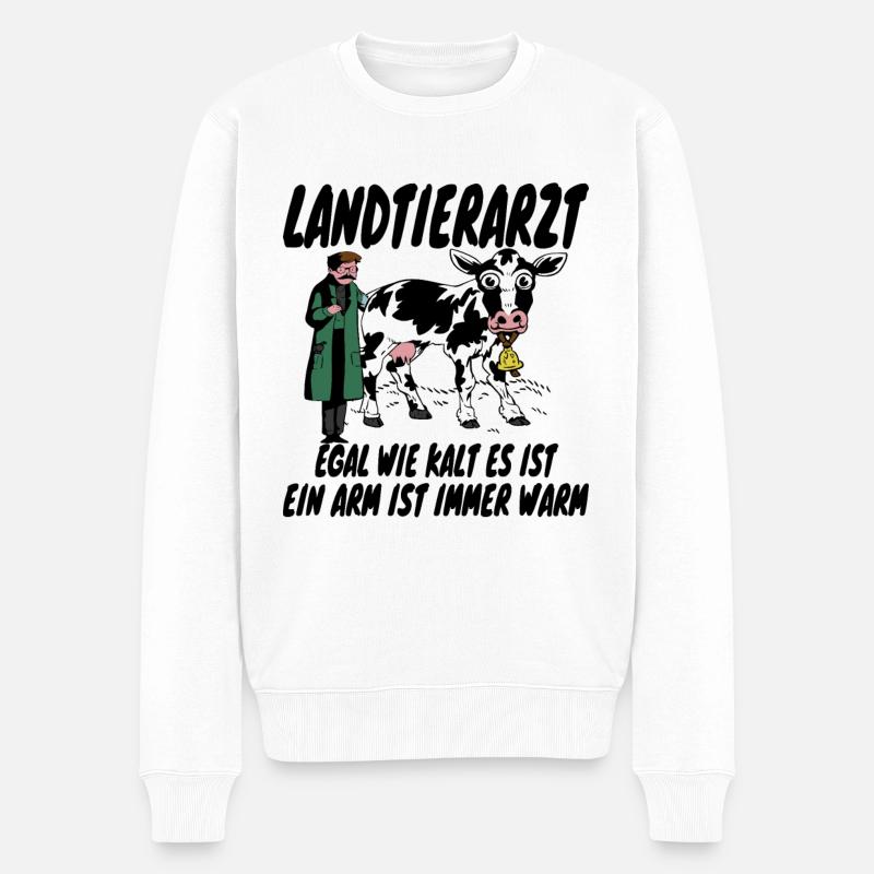 "Egal wie kalt es ist" Landtierarzt - Männer Premium Bio Pullover - Weiß