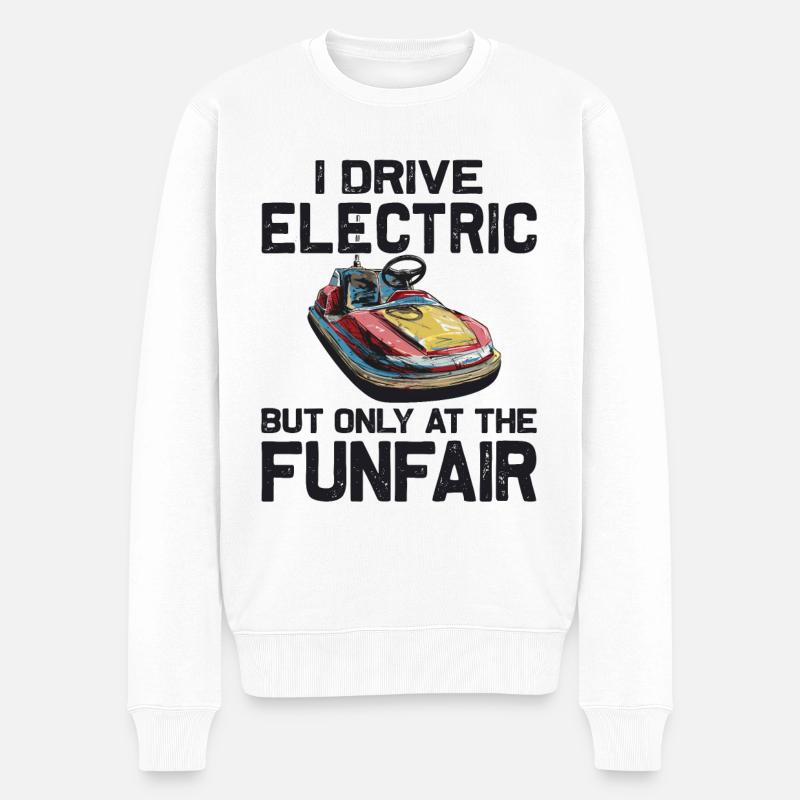 Ich fahre Elektrisch Kirmes Autoscooter - Männer Premium Bio Pullover - Weiß