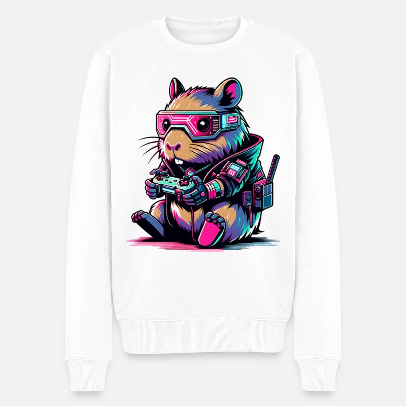 Capybara Jeux Vidéo Gamer Capybara - Pull Premium bio Homme - blanc