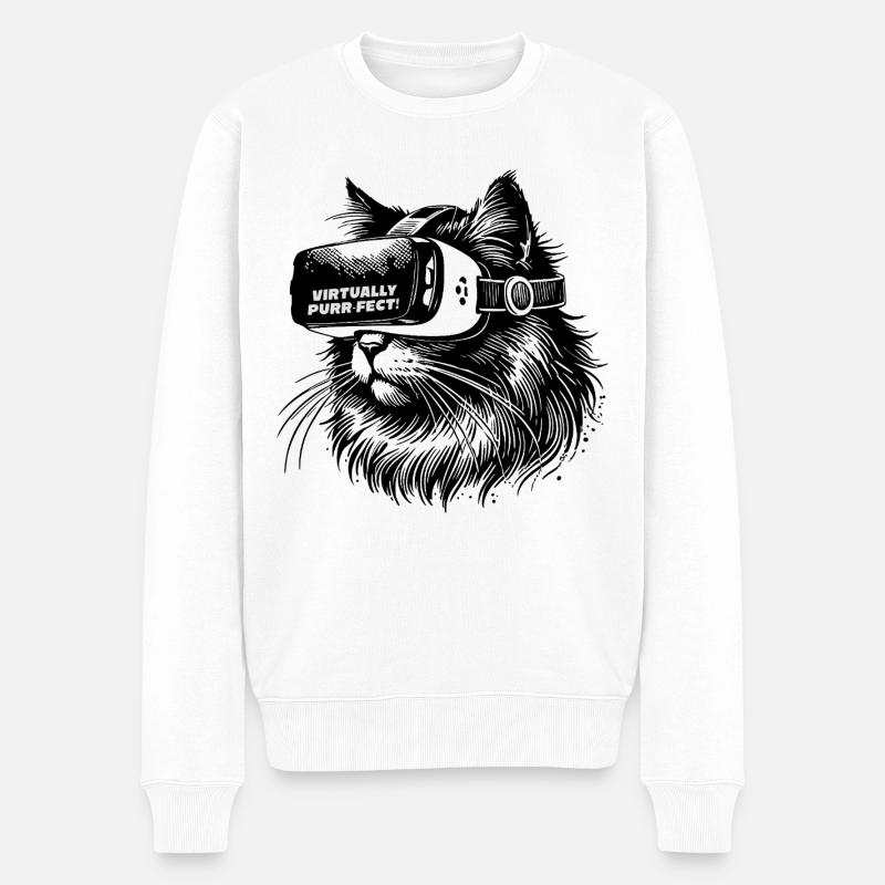 Virtually Purr-fect! - Chat Geek - Pull Premium bio Homme - blanc