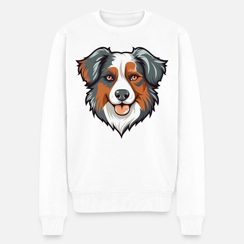 Australian Shepherd - Männer Premium Bio Pullover - Weiß