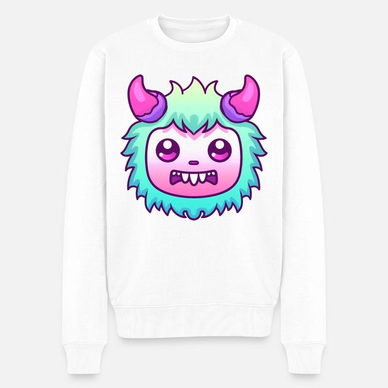 Monsterchen mit Hörnern - Männer Premium Bio Pullover - Weiß