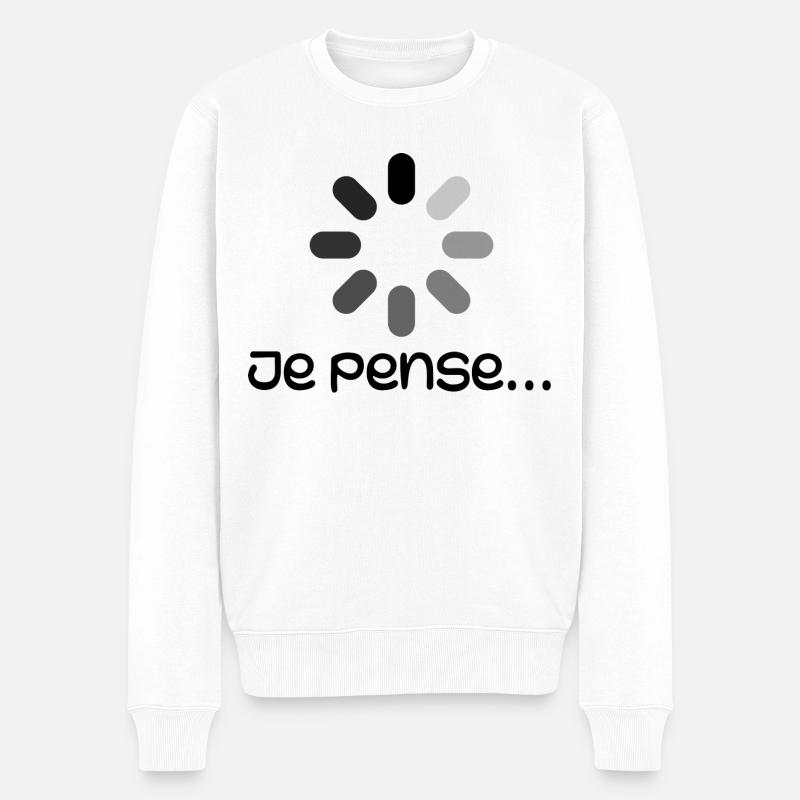 Graphic mot Je pense - Funny - Pull Premium bio Homme - blanc