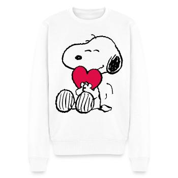 Peanuts Snoopy Herz Love Valentinstag Geschenk - Männer Premium Bio Pullover - Weiß - Vorne - Thijin (182cm)