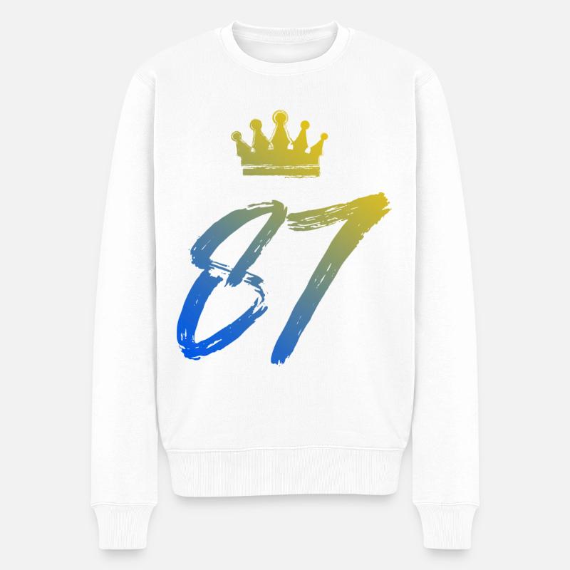 87 Couronne numérique - Pull Premium bio Homme - blanc