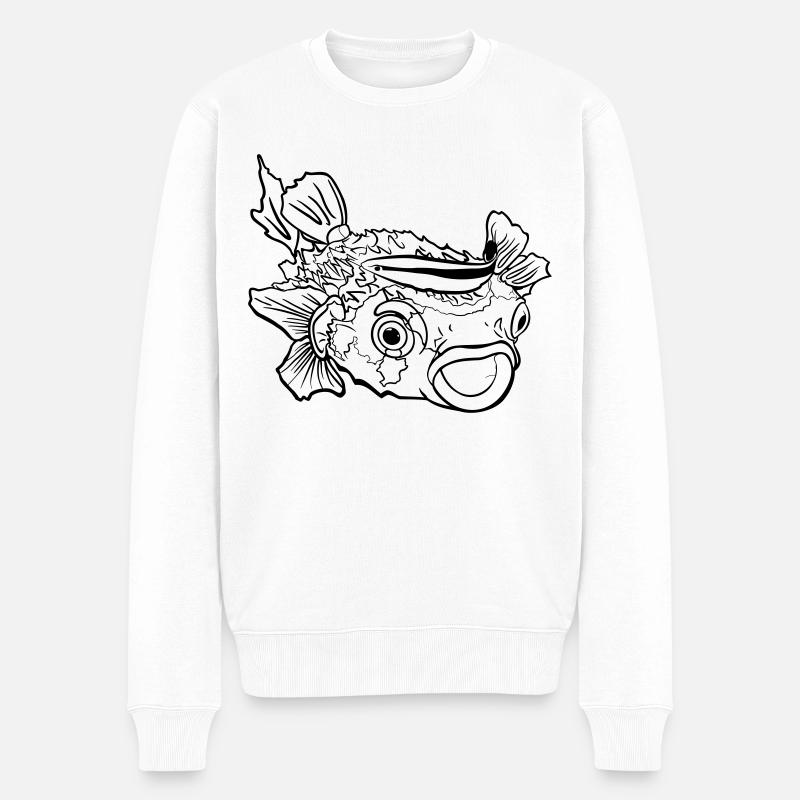 Kugelfisch Igelfisch und Putzerlippfisch Symbiose - Männer Premium Bio Pullover - Weiß
