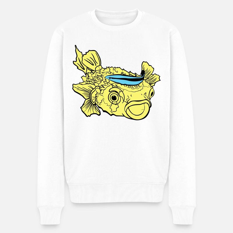 Igelfisch Kugelfisch Putzerlippfisch - Männer Premium Bio Pullover - Weiß