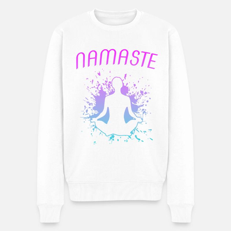 namaste Yoga - Männer Premium Bio Pullover - Weiß
