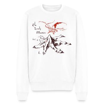 Der Hobbit Zeichnung Des Einsamen Bergs Mit Smaug - Männer Premium Bio Pullover - Weiß - Vorne - Thijin (182cm)