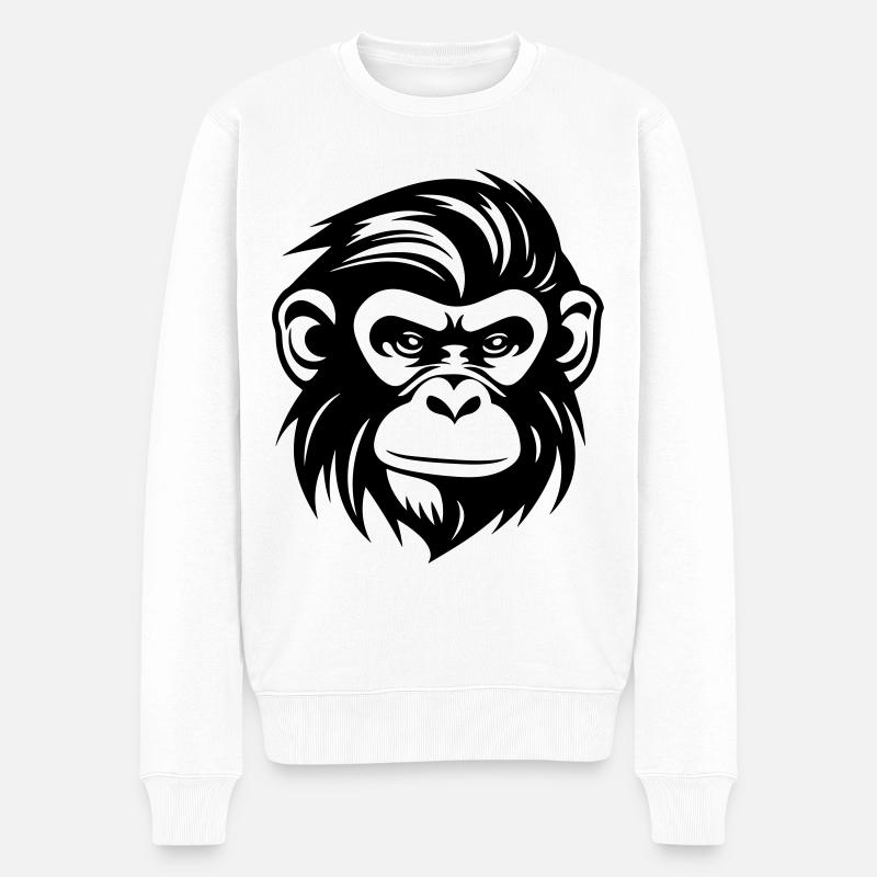 Affe Kopf - Männer Premium Bio Pullover - Weiß