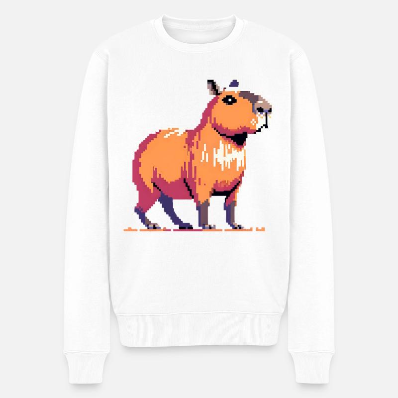 Geek Pixel Art Capybara - Pull Premium bio Homme - blanc