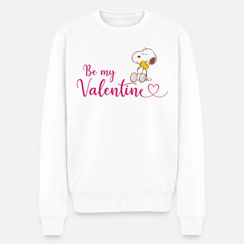 Peanuts Snoopy und Woodstock Be My Valentine - Männer Premium Bio Pullover - Weiß