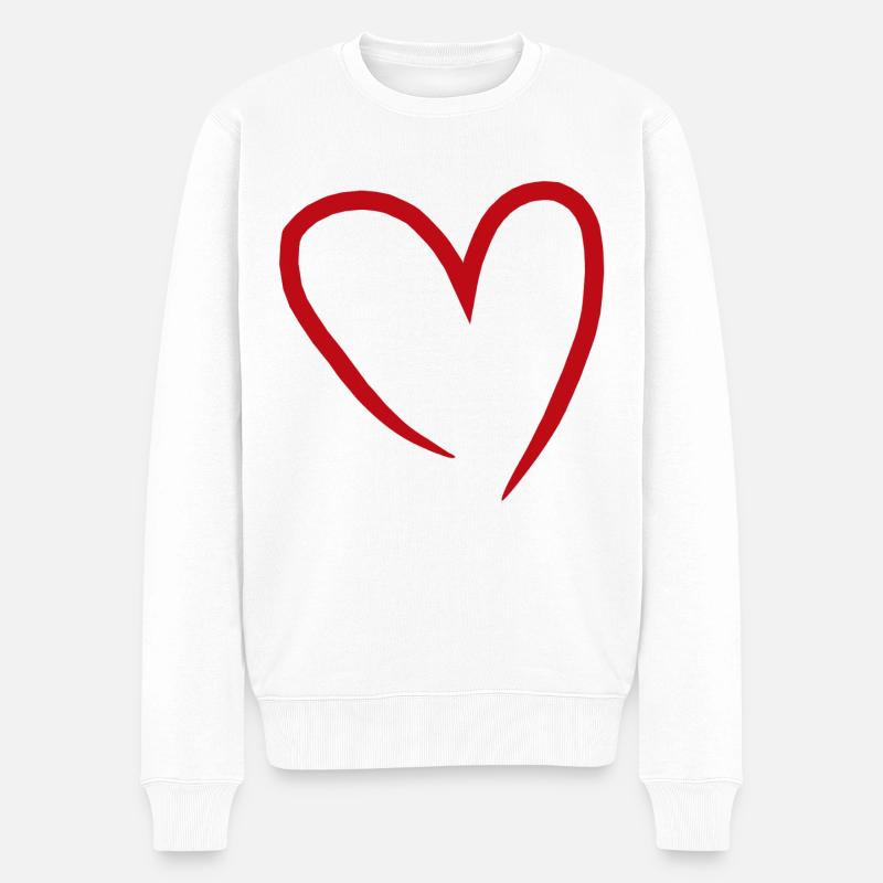 Herz Rot, offen - Männer Premium Bio Pullover - Weiß