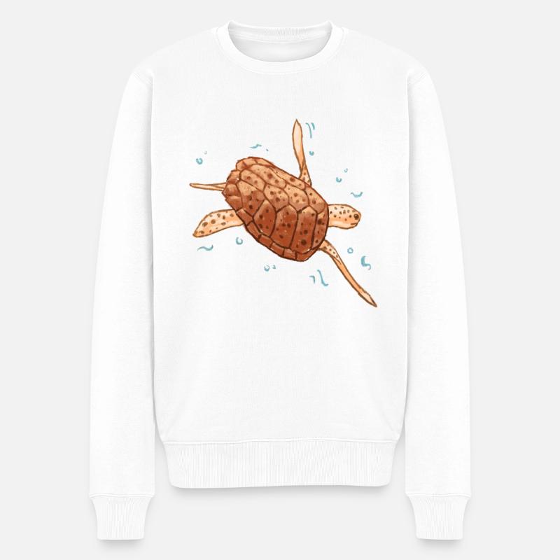 Wasserschildkröte - Männer Premium Bio Pullover - Weiß