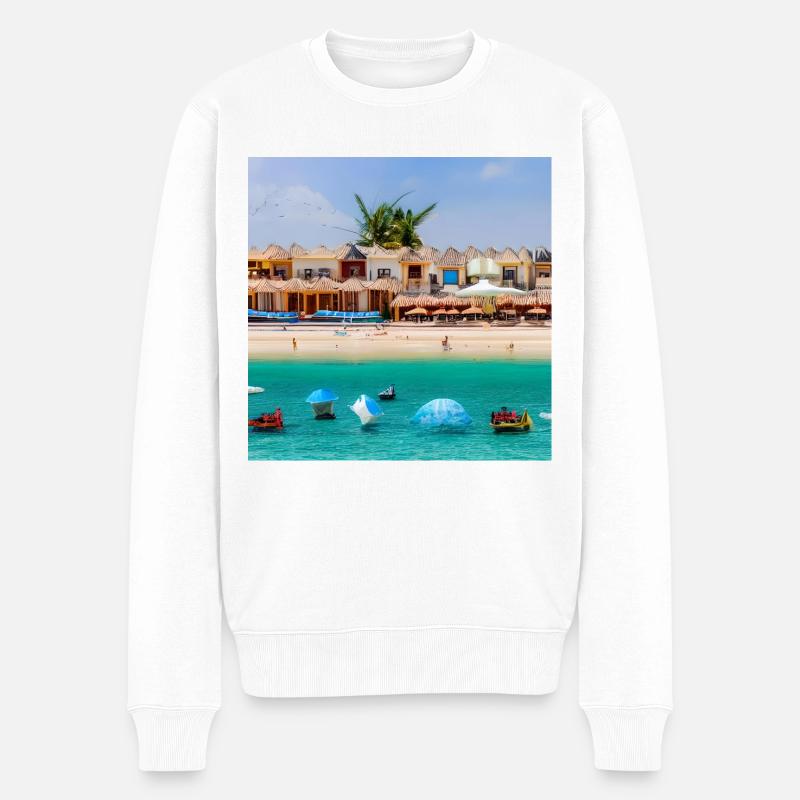 Urlaub am Meer verbringen - Männer Premium Bio Pullover - Weiß