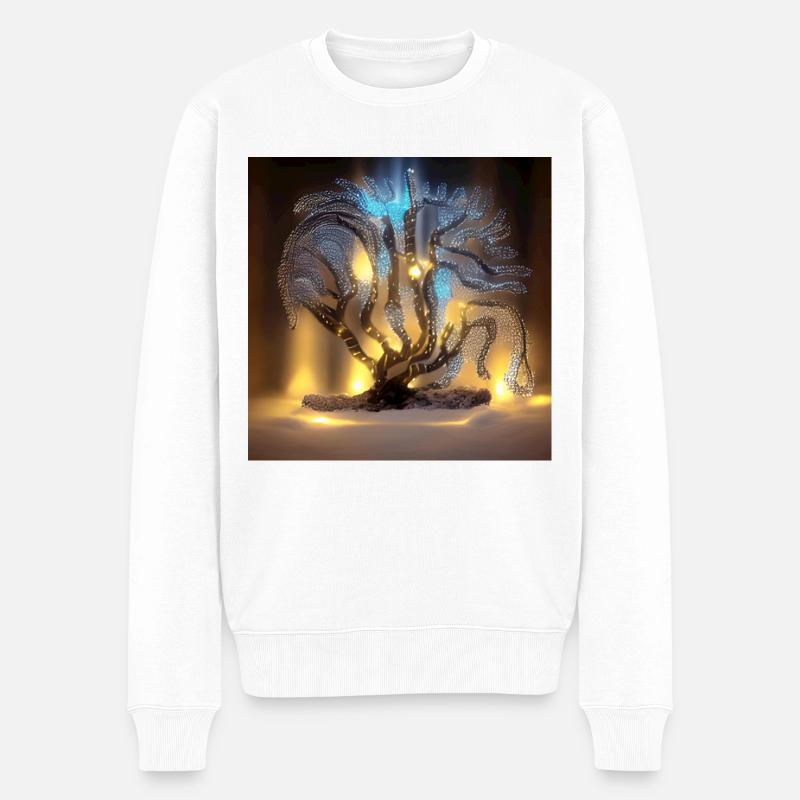 Alter Baum mit Lichtern - Männer Premium Bio Pullover - Weiß