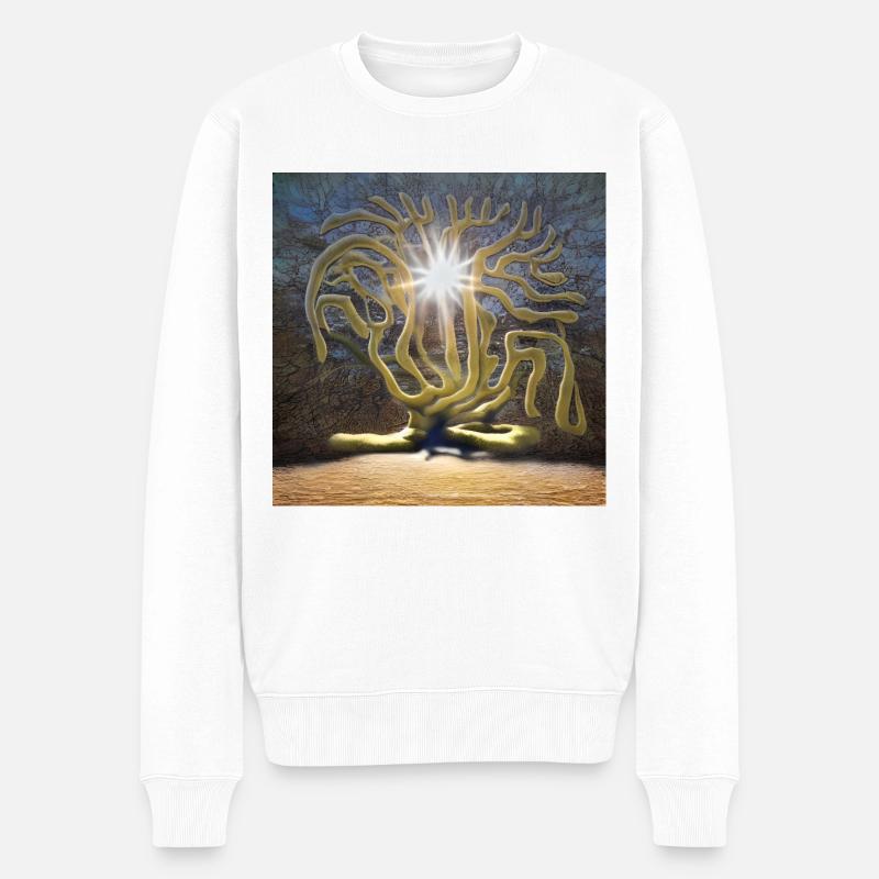 Baum steht in der Sonne - Männer Premium Bio Pullover - Weiß