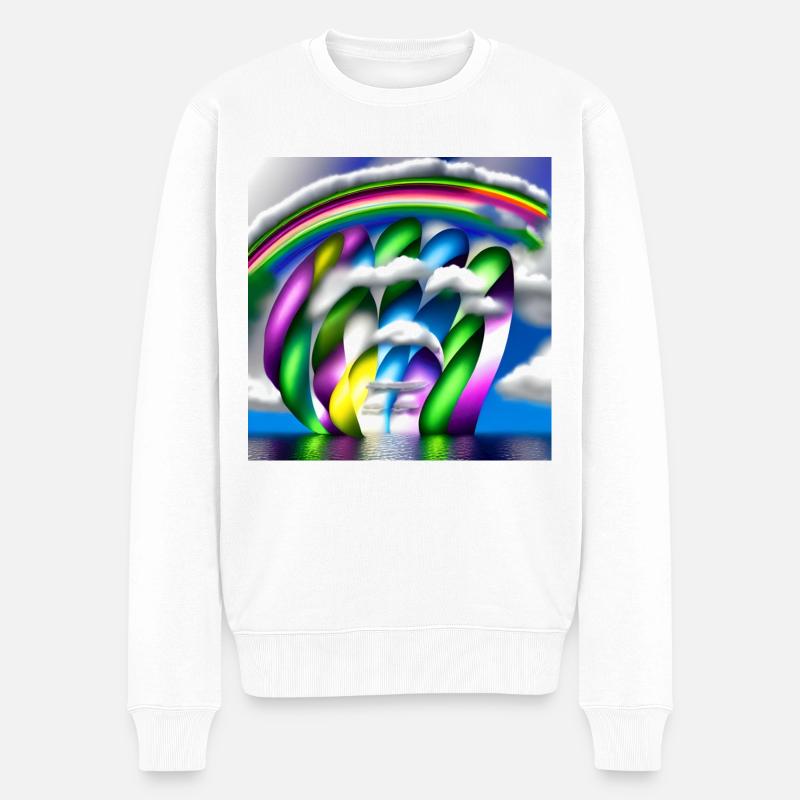 Regenbogen in Wolken - Männer Premium Bio Pullover - Weiß