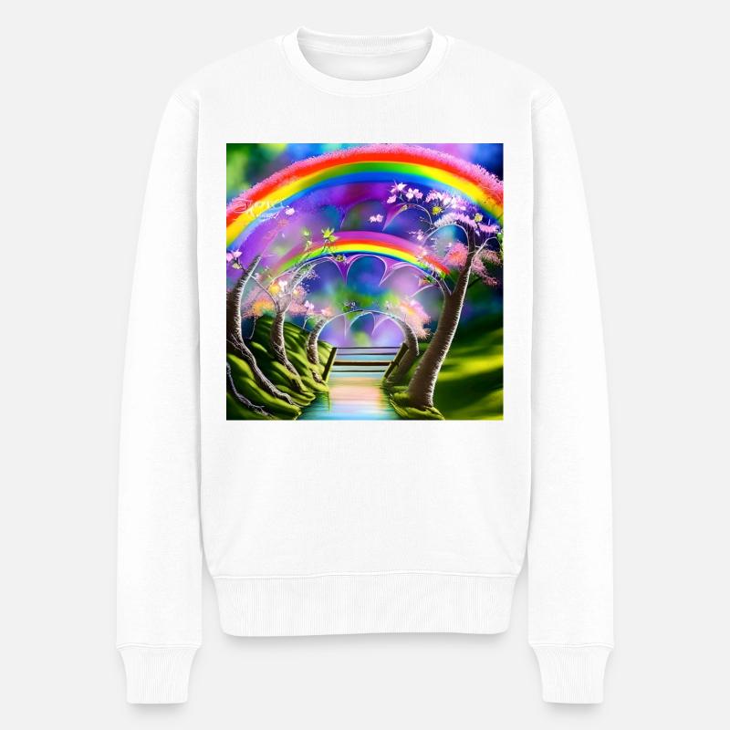 Regenbogen im Frühling - Männer Premium Bio Pullover - Weiß