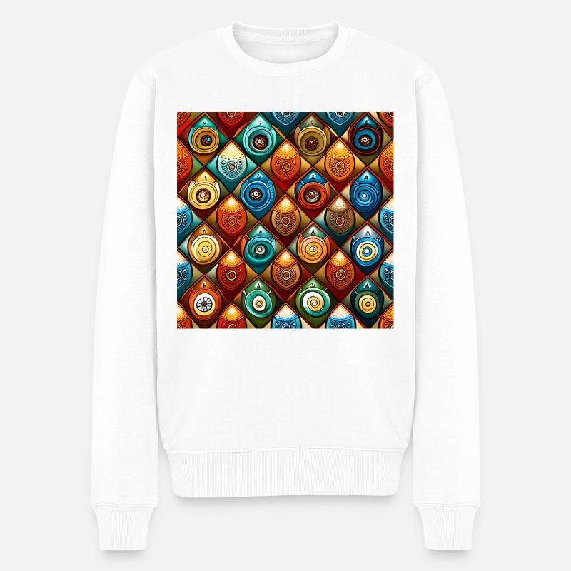 Nahtloses Ajrakh - Männer Premium Bio Pullover - Weiß