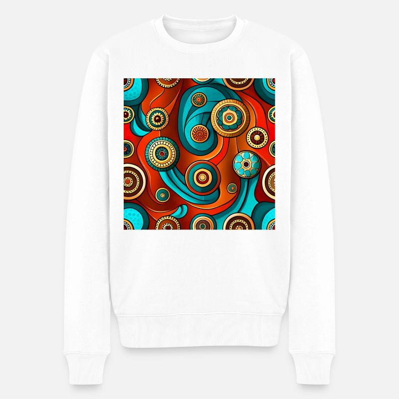 Modern Ajrakh Seamless Pattern - Men's Premium Organic Jumper - white