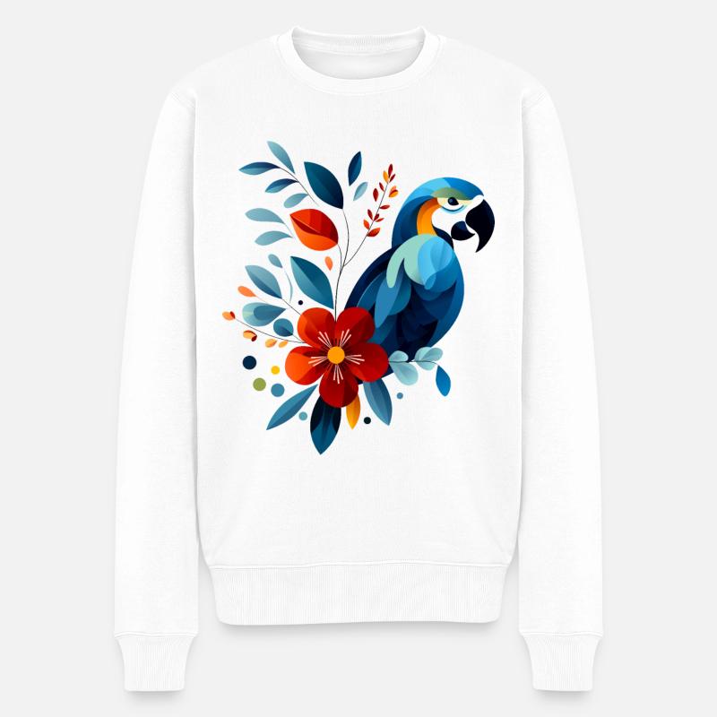 Floraler Papagei - Männer Premium Bio Pullover - Weiß