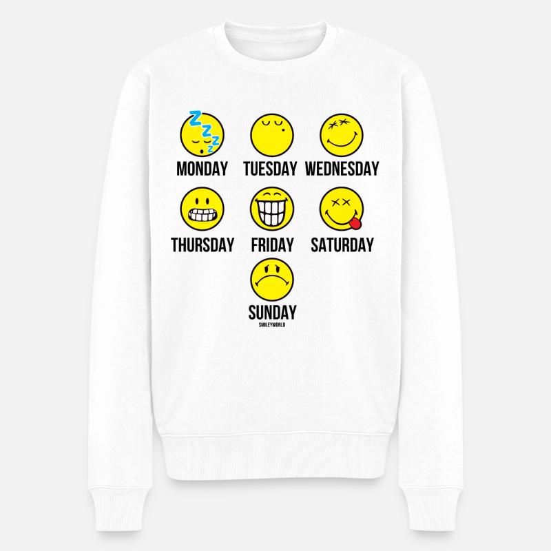 SmileyWorld Different Days, Different Emotions - Men's Premium Organic Jumper - white