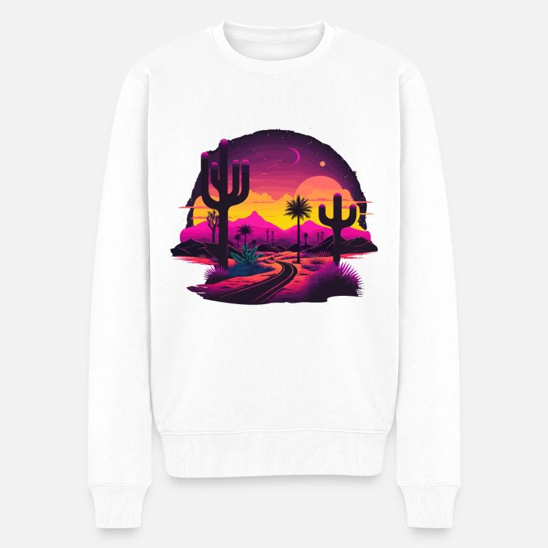 Paysage de néons - Pull Premium bio Homme - blanc