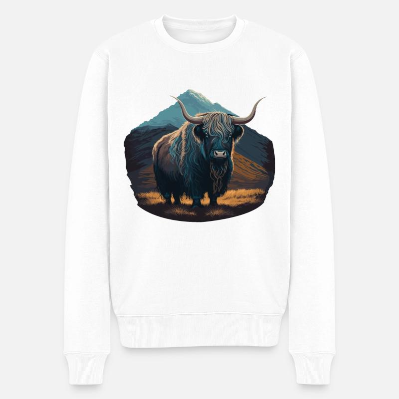 Yak Fell - Männer Premium Bio Pullover - Weiß