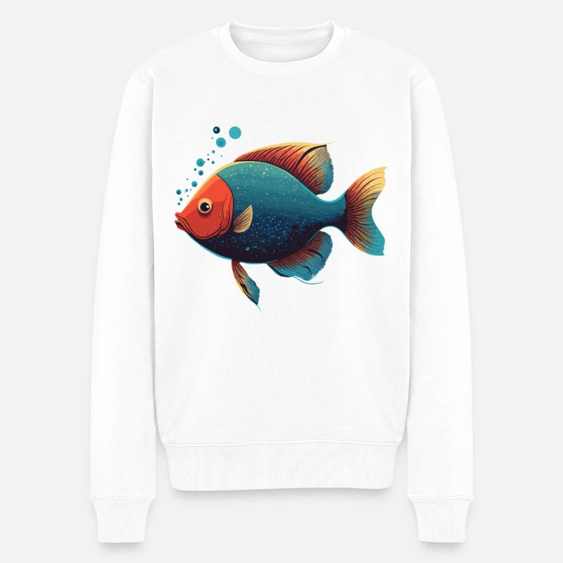 Fische aus dem Meer - Männer Premium Bio Pullover - Weiß