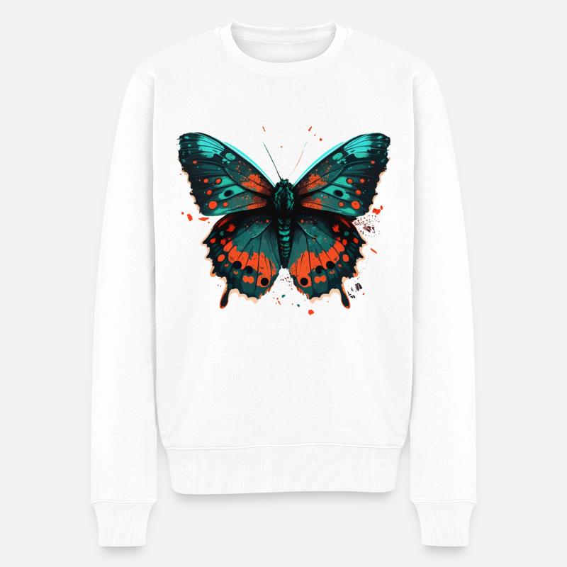 Schöne Buttefly - Männer Premium Bio Pullover - Weiß