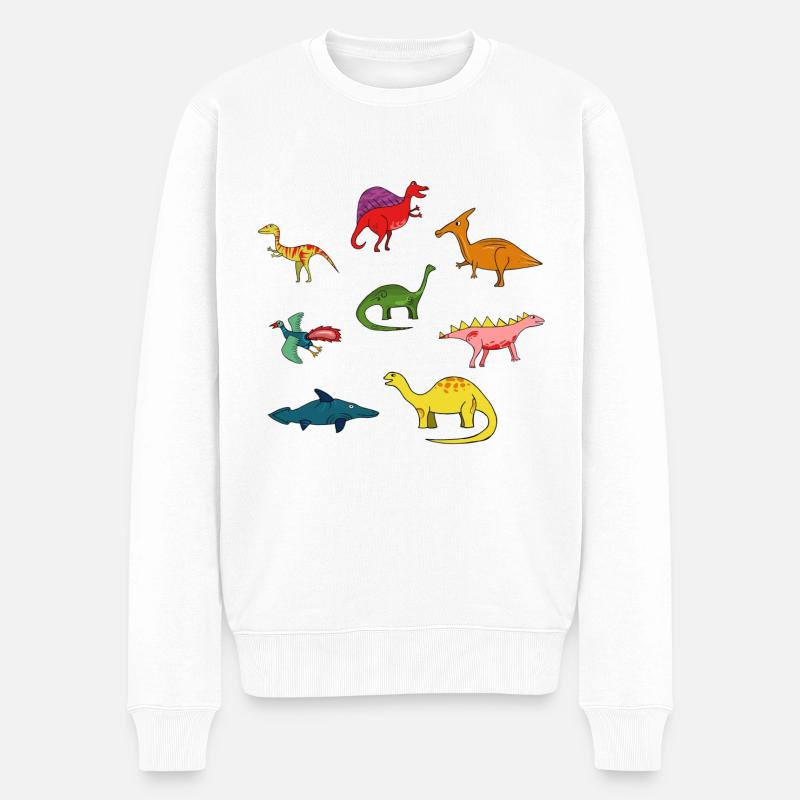 Dinosaurier Dinos Dino - Männer Premium Bio Pullover - Weiß