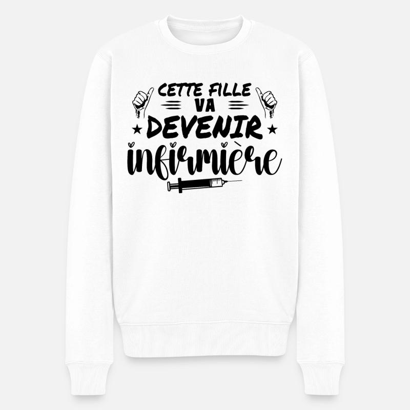 Dieses Mädchen wird Krankenschwester - Männer Premium Bio Pullover - Weiß