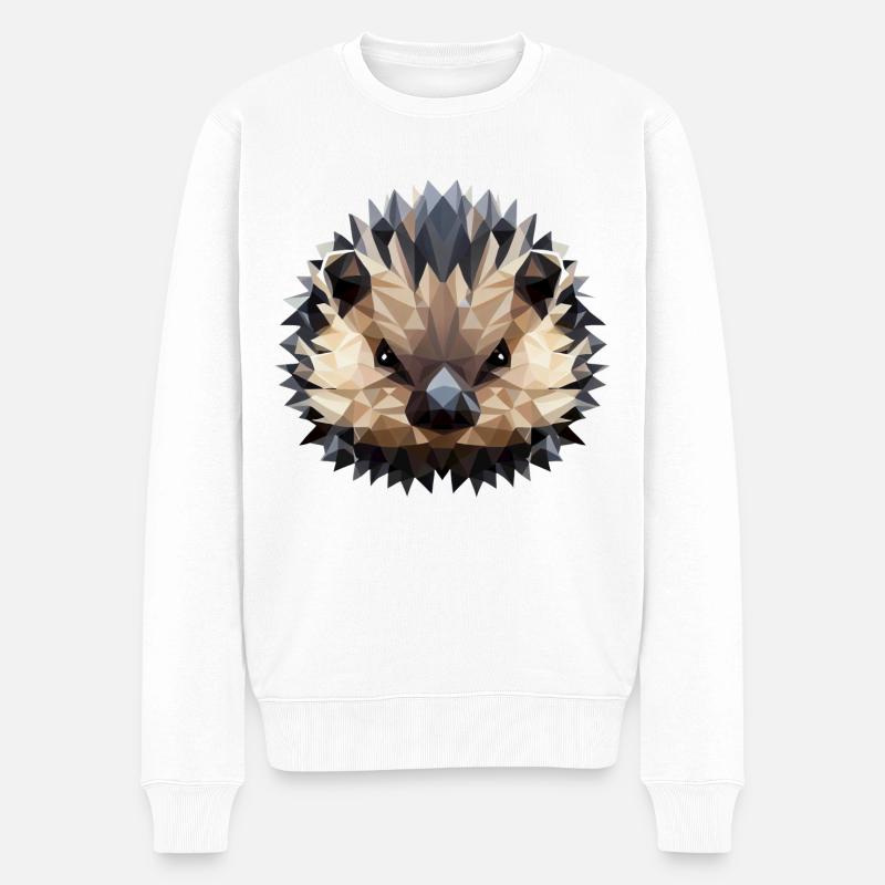 Polygon Hedgehog Design - Pull Premium bio Homme - blanc
