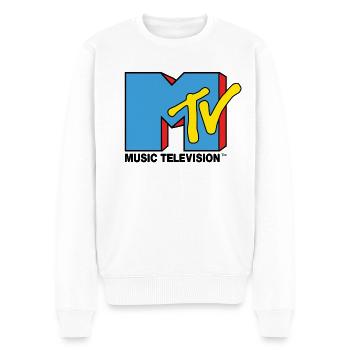 MTV Music Television Klassiches Logo - Männer Premium Bio Pullover - Weiß - Vorne - Thijin (182cm)