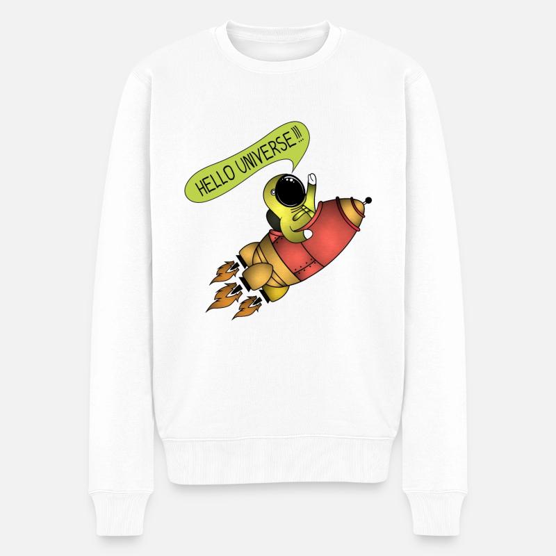 Rakete (Hello Universe) - Männer Premium Bio Pullover - Weiß