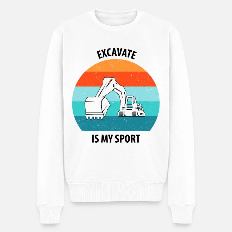 Bagger Baggerfahrer Baggerwagen - Männer Premium Bio Pullover - Weiß