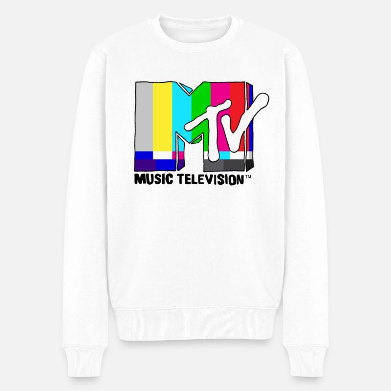 MTV Music Television TV-Statik-Logo - Männer Premium Bio Pullover - Weiß