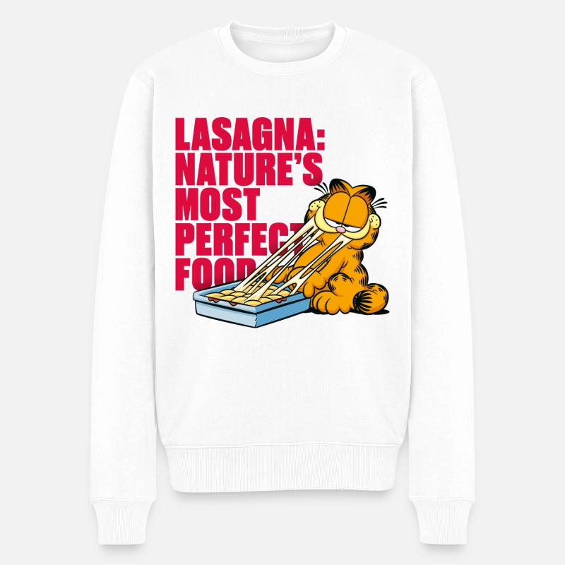Garfield Lasagne Das Perfekte Essen - Männer Premium Bio Pullover - Weiß
