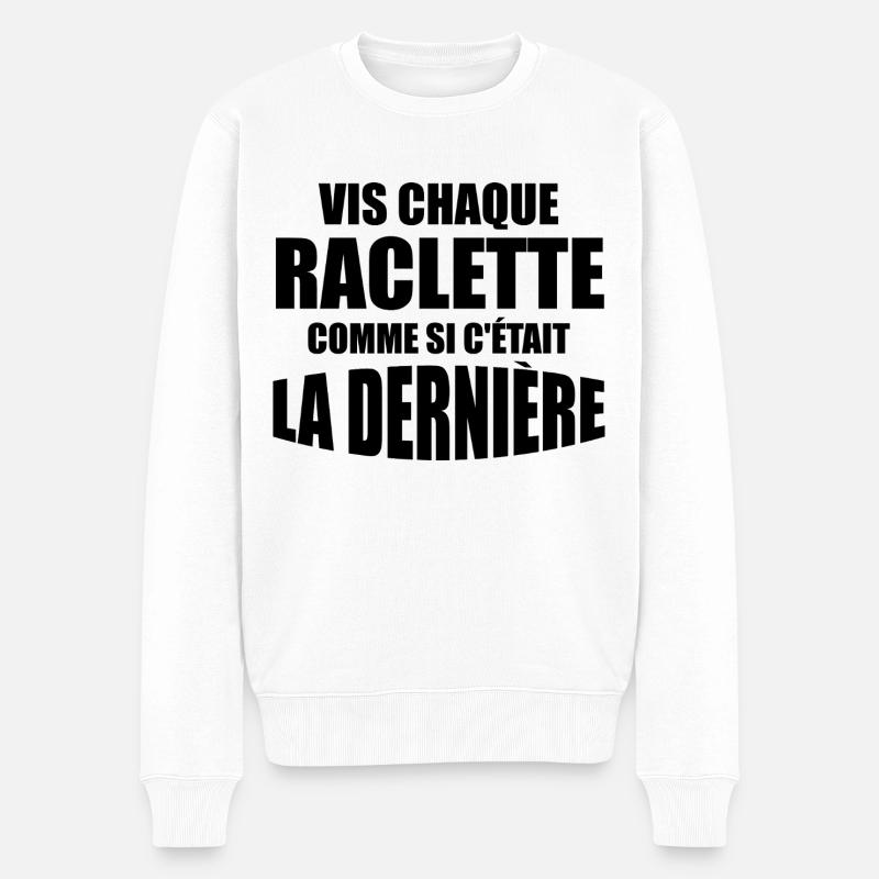 Raclette, Käse, Schmelzkäse - Männer Premium Bio Pullover - Weiß