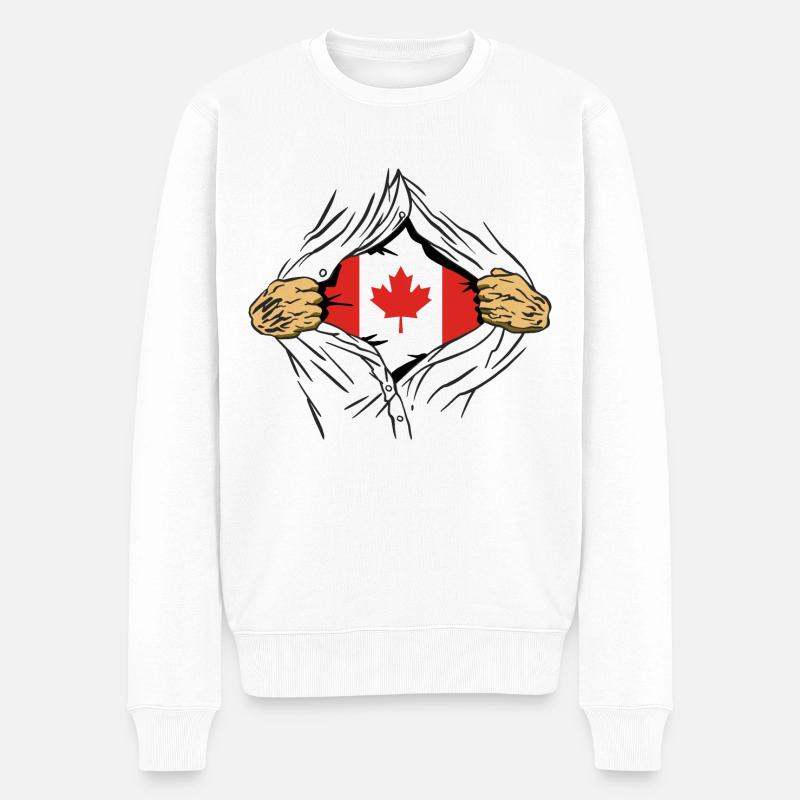 Drapeau du Canada Feuille d’érable Drapeau canadien Canada - Pull Premium bio Homme - blanc